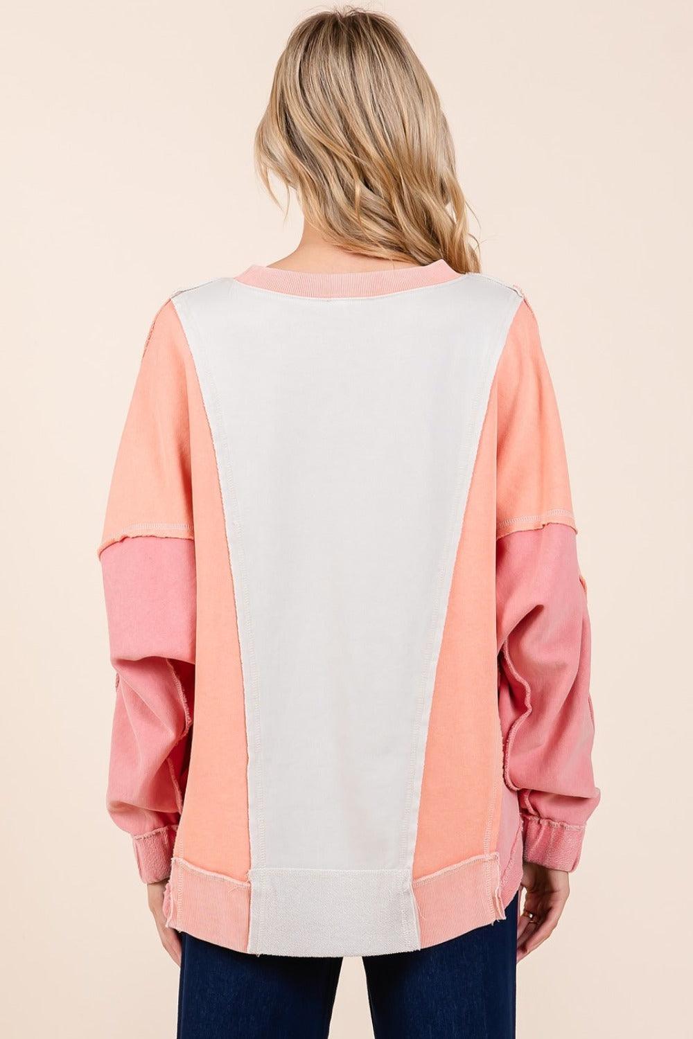 Mittoshop Mineral Wash Color Block Sweatshirt Sweatshirts