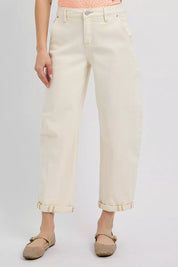 RISEN High Rise Relaxed Barrel Cuffed Jeans | Jeans Daverri Fashions