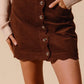 SO ME Scallop Buttoned Front Corduroy Mini Skirt Skirts