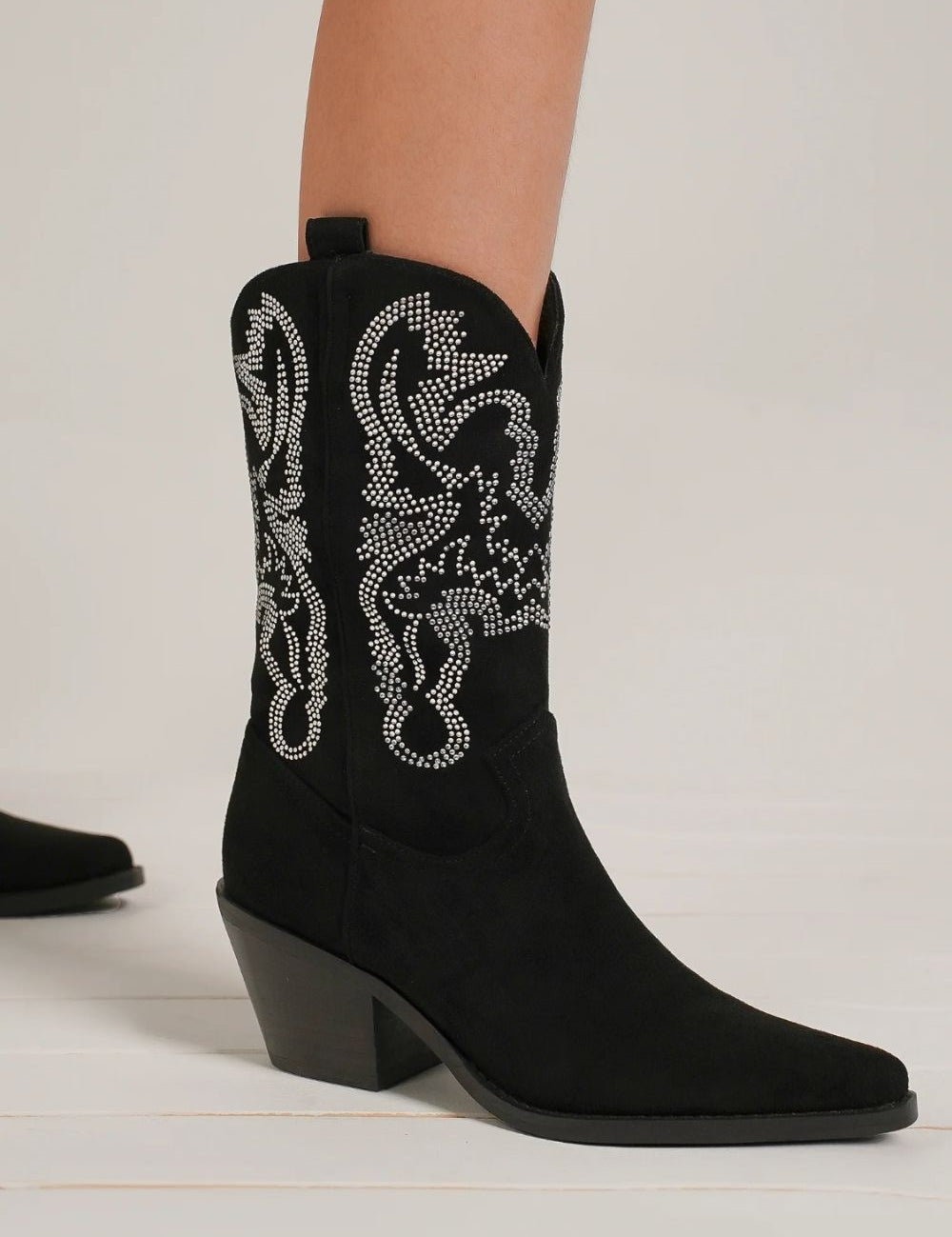 Beast Fashion Rhinestone Detail Point Toe Boots | Boots Daverri Fashions