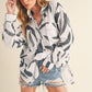Aemi + Co High-Low Printed Button Up Long Sleeve Shirt - DAVERRI FASHIONS