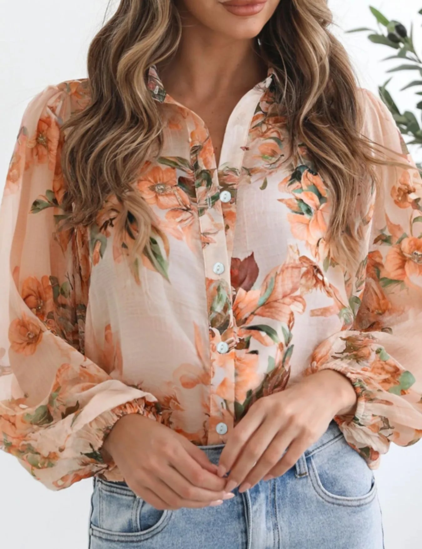 Floral Print Button-Up Shirt | Shirts Daverri Fashions