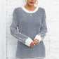 Angel Wings Striped Round Neck Long Sleeve Knit Top - DAVERRI FASHIONS