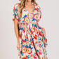 SAGE + FIG Full Size Floral Button-Down Short Sleeve Dress Multi Knee Length Dresses