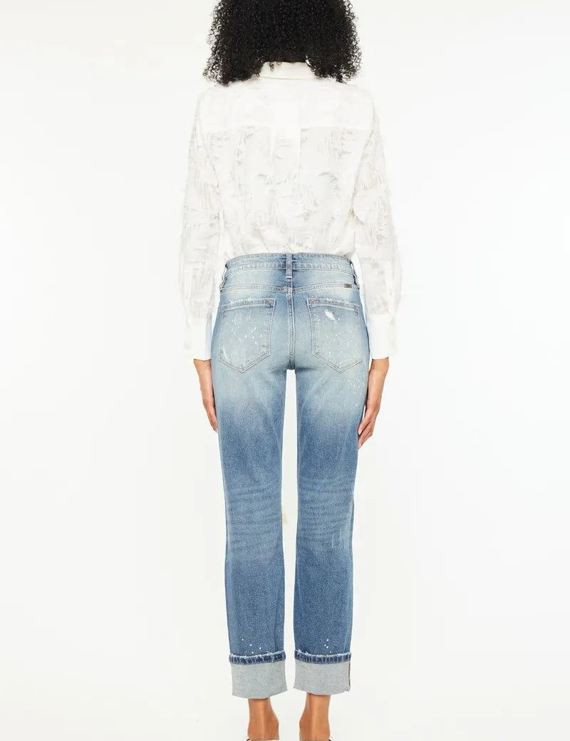 Kancan High Rise Distressed Boyfriend Fit Jeans | Jeans Daverri Fashions