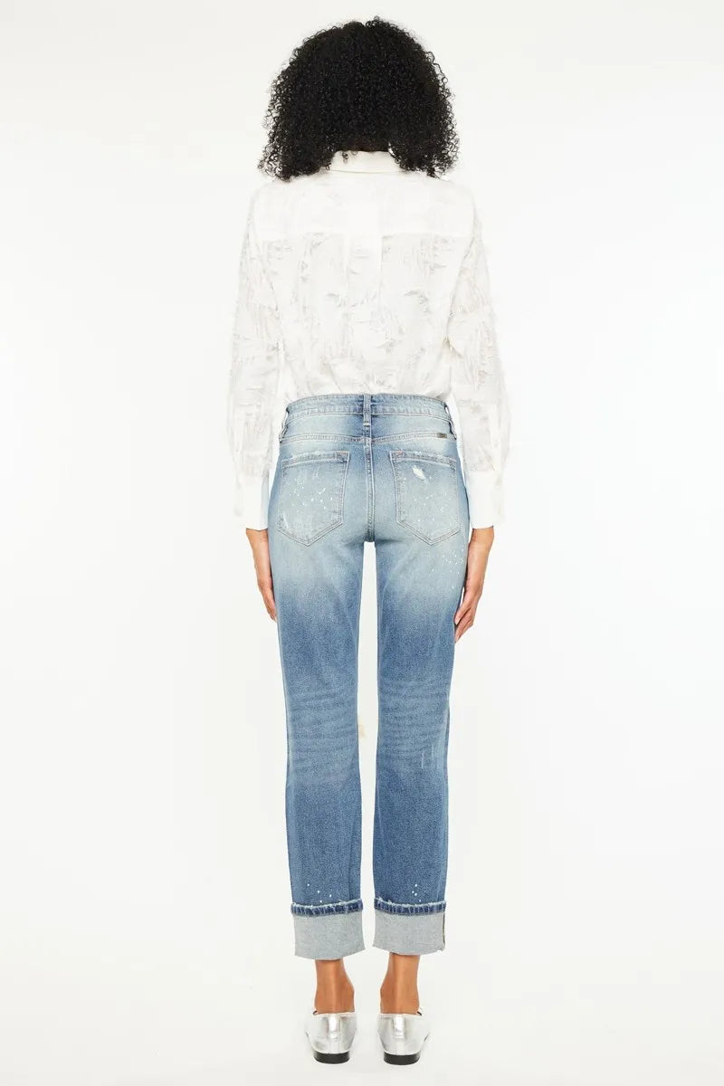 Kancan High Rise Distressed Boyfriend Fit Jeans Jeans