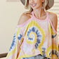 BiBi Tie Dye Print Terry Top with Cold Shoulder Detail - DAVERRI FASHIONS