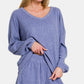 Zenana V-Neck Long Sleeve Ribbed Top and Shorts Set Short Sets