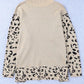 Slit Leopard Mock Neck Dropped Shoulder Sweater - DAVERRI FASHIONS