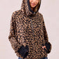 BiBi Leopard Print Waffle Half Zip Up Hoodie W Pocket - DAVERRI FASHIONS