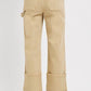 RISEN Full Size High Rise Wide Straight Cuffed Patch Jeans Plus Size