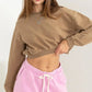 HYFVE Round Neck Long Sleeve Cropped Sweatshirt - DAVERRI FASHIONS