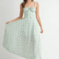 MABLE Floral Print Bustier Back Lace Up Midi Dress