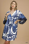 Umgee Abstract Print Kimono Sleeve Mini Dress - DAVERRI FASHIONS