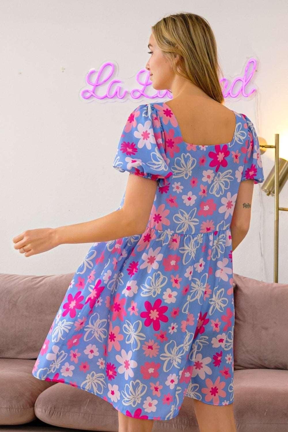 BiBi Floral Puff Sleeve Mini Dress Mini Dresses
