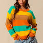 SO ME Multi Color Stripe Sweater with Ribbed Detail - DAVERRI FASHIONS