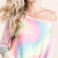 BiBi Tie Dye Terry Top with Color Block Pointelle Knit - DAVERRI FASHIONS