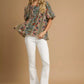 Umgee Boho Floral Stripe Puff Sleeve Blouse - DAVERRI FASHIONS