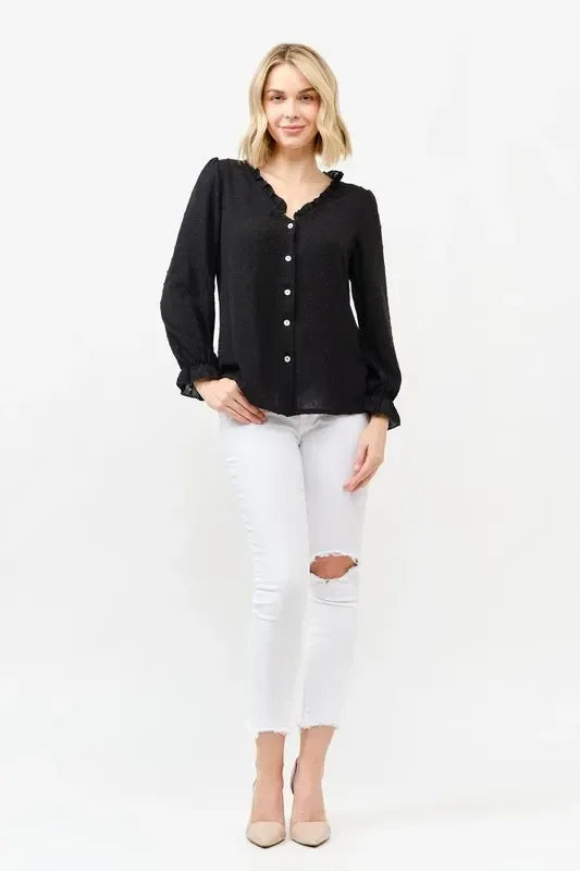 And The Why Polka Dot Ruffle Detailed Blouse Top - DAVERRI FASHIONS