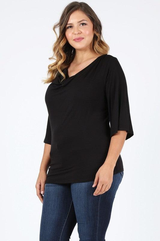 Plus size cowl neck basic top Shirts & Tops