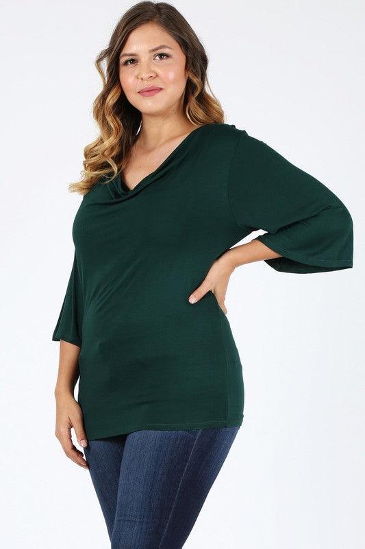 Plus size cowl neck basic top Shirts & Tops