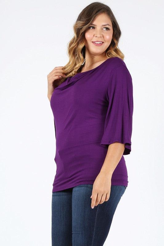 Plus size cowl neck basic top Shirts & Tops