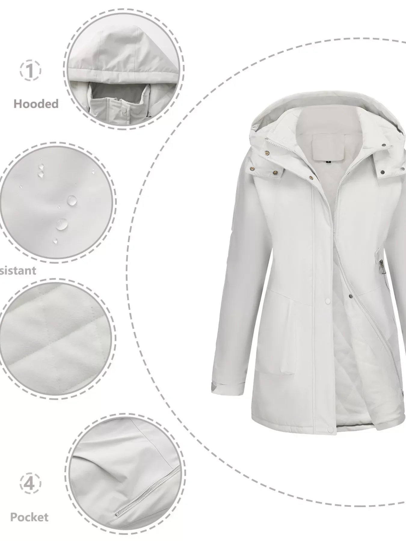 Daverri Fashions white hooded waterproof raincoat plus size