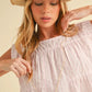 Aemi+Co Ruched Striped Round Neck Sleeveless Top Tops