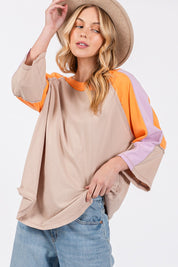 SAGE + FIG Color Block Curved Hem T-Shirt