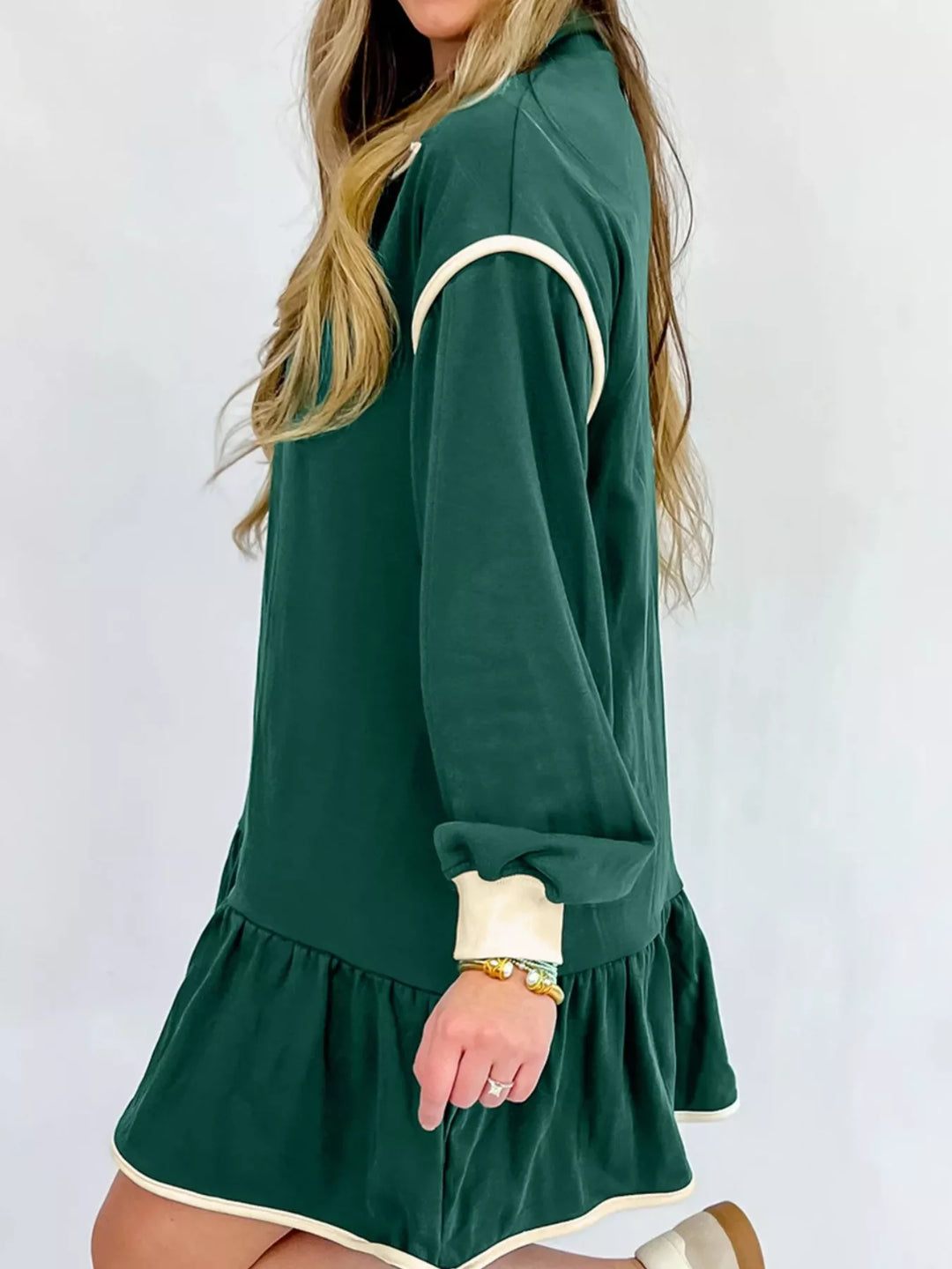 Ruffled Hem Dropped Shoulder Mini Dress | Mini Dresses Daverri Fashions