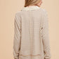Annie Wear Striped Button Detail Long Sleeve Polo Top Tops