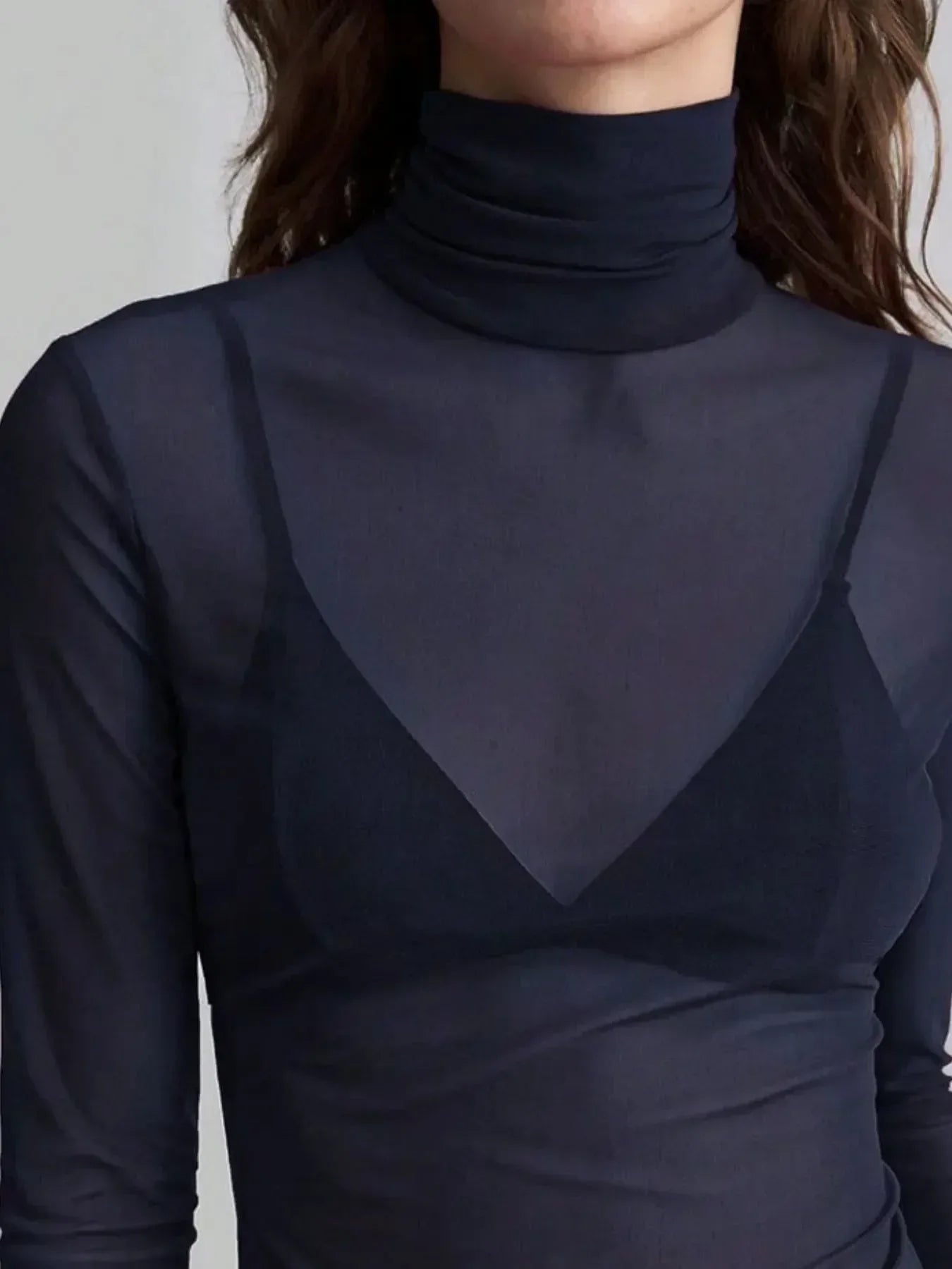 Turtleneck Long Sleeve Top - DAVERRI FASHIONS