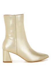 Kaira Metallic Accent Heel High Ankle Boots | Boots Daverri Fashions