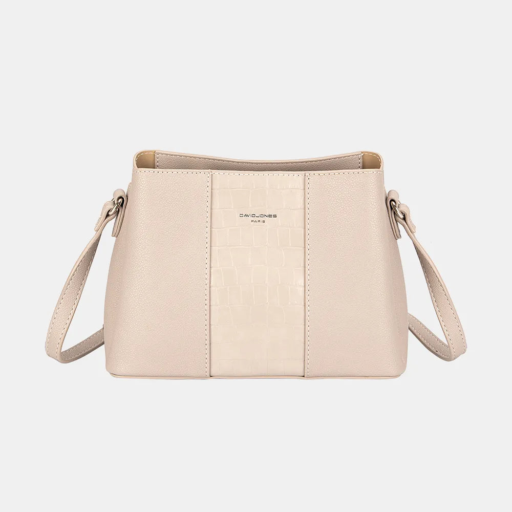 Natural One Size David Jones PU Leather Crossbody Bag | Handbags Daverri Fashions