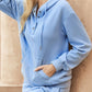 Drawstring Half Snap Hoodie and Short Set - DAVERRI FASHIONS