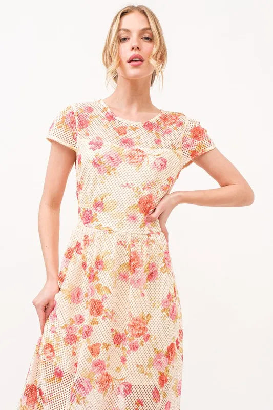 And The Why Fish-Net Floral Printed Midi Dress | Midi Dresses Daverri Fashions
