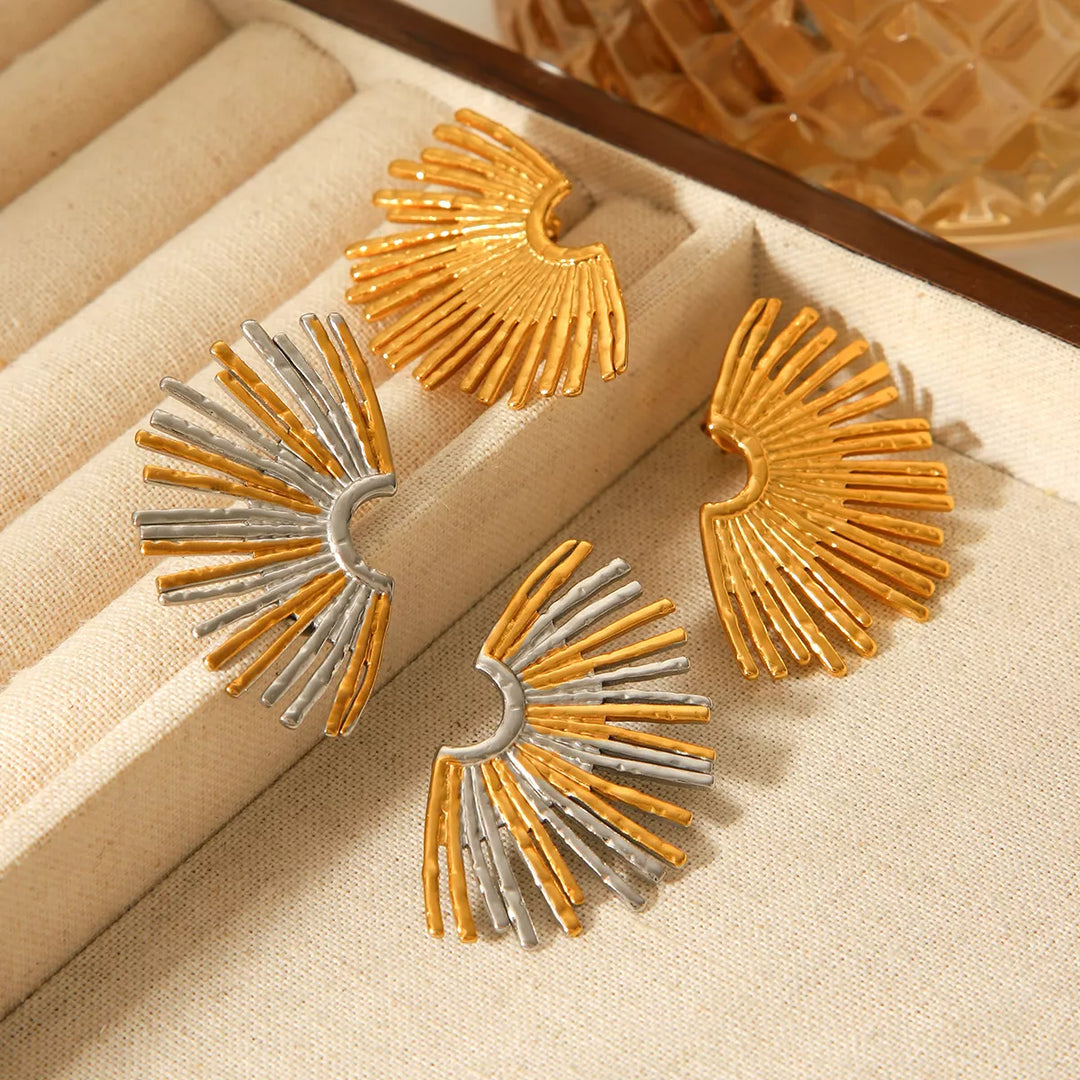 Stainless Steel Fan-Shaped Earrings | Earrings Daverri Fashions
