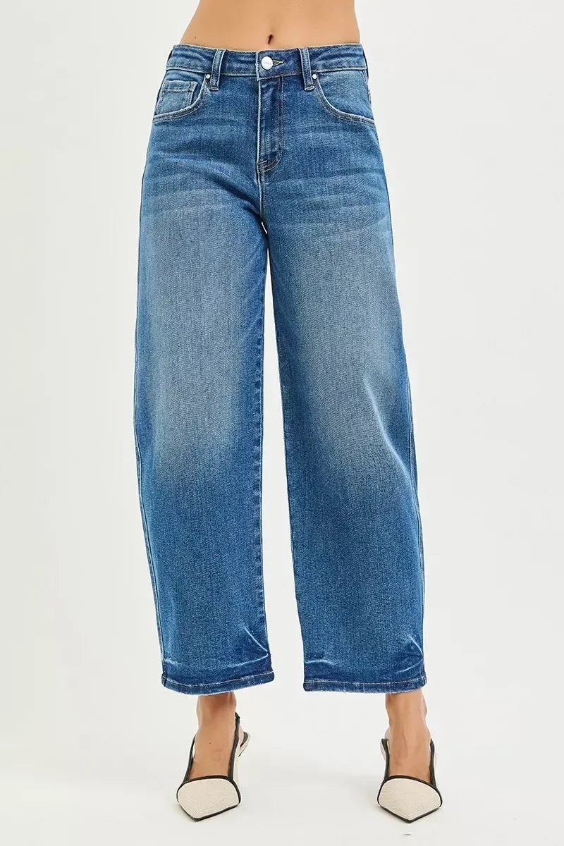RISEN Slouchy Cropped Barrel Jeans - DAVERRI FASHIONS
