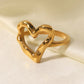 18K Gold Plated Heart-Shaped Ring - DAVERRI FASHIONS