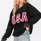SAGE + FIG USA Letter Patch Round Neck Sweatshirt - DAVERRI FASHIONS