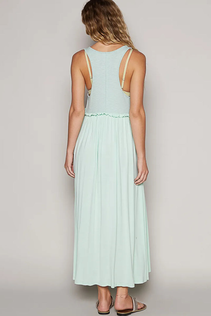POL Frill Slit Square Neck Cami Dress Cami Dresses