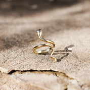 Snake Shape 18K Gold-Plated Bypass Ring | Rings Daverri Fashions