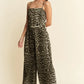Davi & Dani Leopard Spaghetti Straps Wide Leg Jumpsuit Jumpsuits