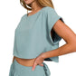 Zenana Heavy Woven Span Crop Tee & Skirt Set Outfit Sets