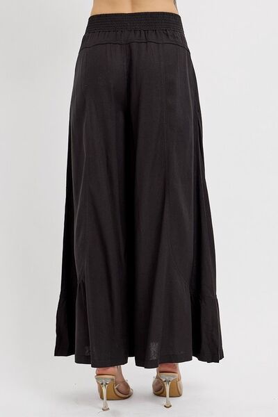 RISEN Shirring Detail Wide Leg Pants