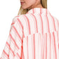 Zenana Woven Yarn-Dye Stripe Oversized Button Down Shirt