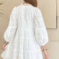 ADORA Lace Detail Tiered Eyelet V-Neck Babydoll Dress Babydoll Dresses