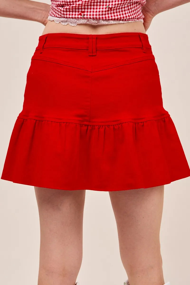 SO ME Ruffled Hem Game Day Mini Skirt Skirts