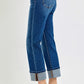 RISEN High Rise Ankle Straight Cuffed Jeans - DAVERRI FASHIONS