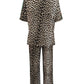 Leopard Round Neck Top and Pants Two-Piece Set - DAVERRI FASHIONS